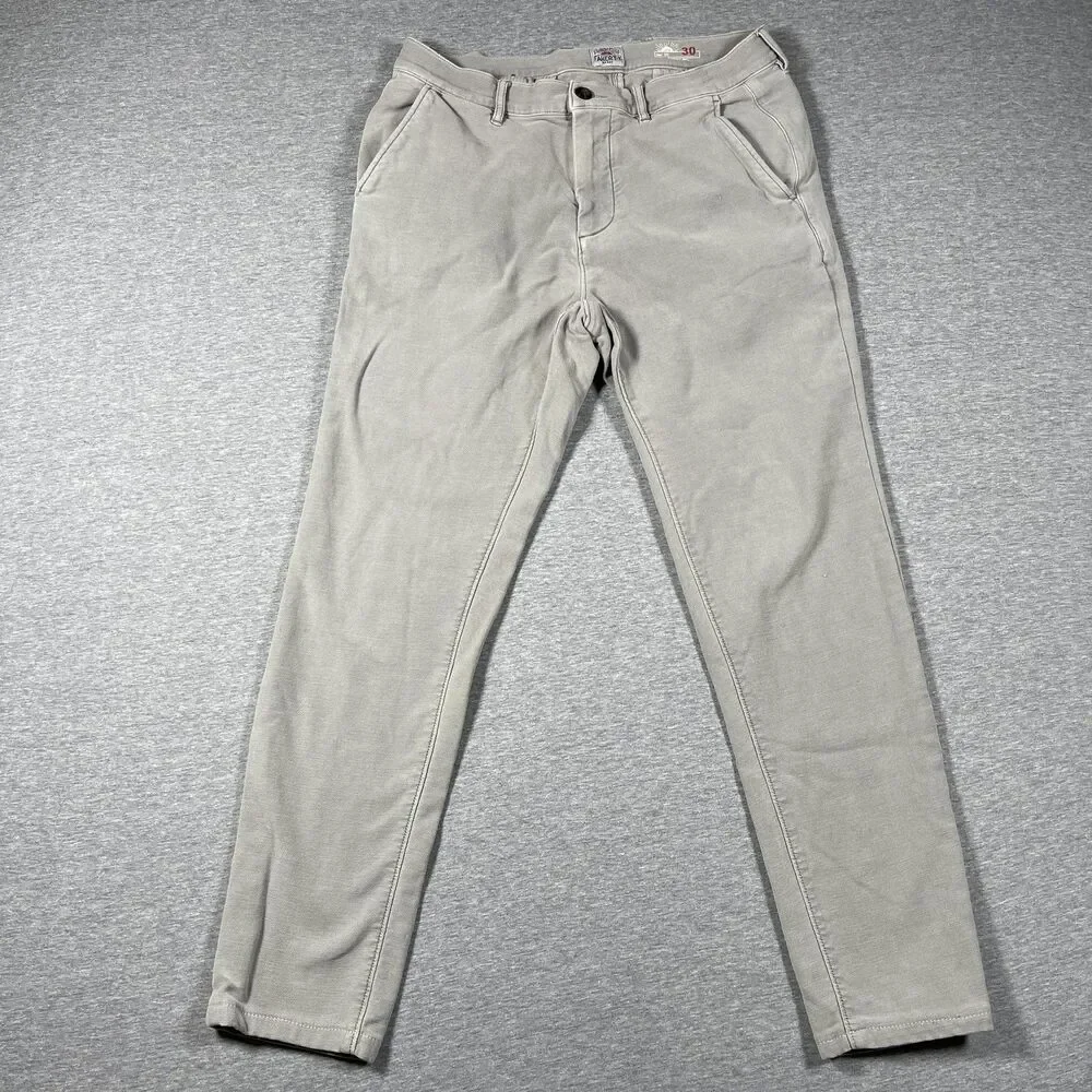 Faherty Chino Pants Mens 30x28 Gray Cotton Rayon Lyocell Slim Tapered